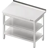 Stalgast Arbeitstisch 2 Böden, Aufkantung, Hochwertiger Tisch aus rostfreiem, ferritischem Stahl, Maße: 600 x 600 x 850 mm