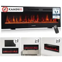 KAMINIO Elektrokamin MARLON - Elektrischer 3-in-1 Kamin mit Heizung, 3D-Flammeneffekt, 12 Flammenfarben, Fernbedienung - 60 Zoll