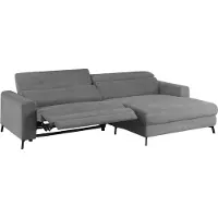 KAWOLA Sofa LAISKA Ecksofa Relaxfunktion teilmotorisch Cord grau Longchair rechts