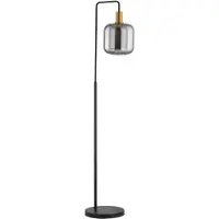 LINDBY Stehlampe Nimbora, 150 cm, schwarz, Glas, Metall