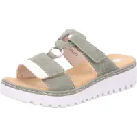 Rieker Pantolette grün aus HighTec Textil mit Klettverschluss, 15mm Absatzhöhe