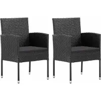 Syfax Gartenstühle mit Kissen in Schwarz 2 Stk. Schwarz Poly Rattan
