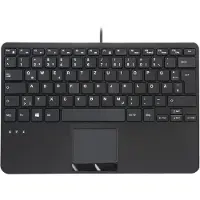 Perixx PERIBOARD-525 DE B, Kabelgebundene Mini-USB-Tastatur mit Touchpad, Scherentasten, 2 integrierte USB-Anschlüsse, schwarz (PERIBOARD-525 DE B)