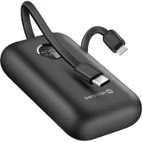 Swissten , Externer Akku 10000mAh Integrierte USB-C Lightning-Kabel LED-Anzeige, Schwarz
