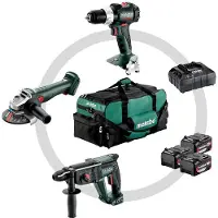Metabo Combo Set 18V Akkuschrauber Winkelschleifer Kombihammer 3x5,2 Ah Akkupack