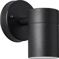 Brilliant schwarzer Außenwandstrahler JANDY | mit geeignetem Leuchtmittel dimmbar | 1x GU10 Fassung max. 20 Watt | Metall/Glas | IP44