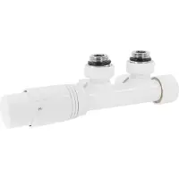 LuxeBath Ventil-Armaturen Set Multiblock, Weiß, Eckform inkl. Thermostatkopf mit Mittelanschluss