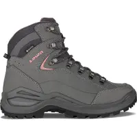 Lowa Wanderschuh "RENEGADE EVO GORE-TEX MID Ws", Damen, Gr. 39, grau (graphit, rose), Leder, Schuhe Wanderschuh, wasserdicht dank Gore-Tex Membrane, mit Vibram Sohle, Topseller