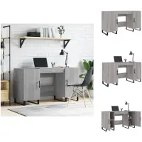 vidaXL Schreibtisch Grau Sonoma 140x50x75 cm Holzwerkstoff - Schreibtische