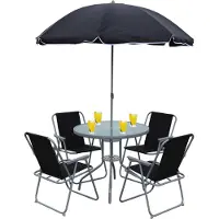 VCM Garten-Essgruppe "6tlg Balkonset Gartenmöbel Stapelstühle Set Maxola", schwarz, B:75cm T:75cm, Obermaterial: 90% Metall MT. 10% Textilmaterial TEXMAT., Sitzmöbel-Sets, Garten-Essgruppe