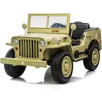 Es-toys Kinderfahrzeug - Elektro Auto Offroad 3 Sitzer mit 12V14A Akku und 4 Motoren "Camouflage Grün" 2,4Ghz+Ledersitz+EVA