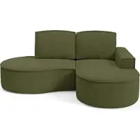 Bettso FLOW Ecksofa mit abgerundeten Seiten mit Kissen grün in Curio Stoff Rechts