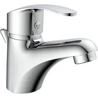 Schutte SIRANI Waschtischarmatur mit Zugstange, Wasserhahn Bad mit Ablaufgarnitur, Chrom