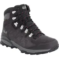 Jack Wolfskin Wanderschuh "REFUGIO TEXAPORE MID W", Damen, Gr. 41, lila (schwarz, steel, lila), Leder, Schuhe Wanderschuh, wasserdicht, Trekkingschuh