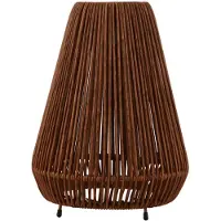 LINDBY LED-Solarleuchte Amaria, Rattan, dunkel, Ø 27 cm