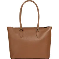 Cluty Damen Shopper aus 100% Rindleder cognac, A4-geeignet, 30x40x12 cm (HxBxT)