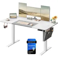 Songmics Höhenverstellbarer Schreibtisch elektrisch 140cm Memory-Funktion mit 4 Höhen klassikweiß
