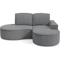Bettso FLOW Ecksofa mit abgerundeten Seiten und Kissen in Graphit, Stoff Curio Rechts