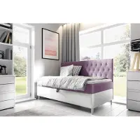 Fun-Möbel Boxspringbett Gästebett Kinderbett FINJA Nr.2 80x200cm Weiss-Rosa
