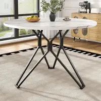 MODFU Runder Esstisch Küchentisch mit verstellbaren Füßen,100×100×76cm Wohnzimmertisch mit Tischbeine aus Metall,Beistelltisch für 4 Personen,schwarz