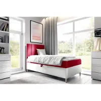 Fun-Möbel Boxspringbett Gästebett Kinderbett HELVI Nr.1 100x200cm Weiss-Rot
