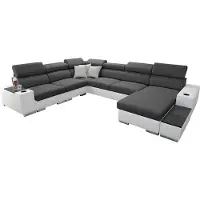 Mirjan 24 Ecksofa Perseo VIII, Modern Eckcouch mit drei Bettkästen, U-From Wohnlandschaft (Farbe: Ekj 01 + Sawana 96 + Evo 32, Seite: Rechts)