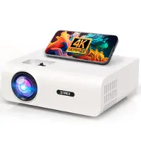 Strex - Mini-Beamer/Projektor - 1080P Full HD - 15000 Lumen - Drahtloses Streaming - WiFi - Bluetooth - Weiß