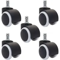 Mendler 5er-Set Hartbodenrollen HWC-H86, Bürostuhl-Rollen Stuhlrollen, 150kg belastbar Ø 11mm weiß