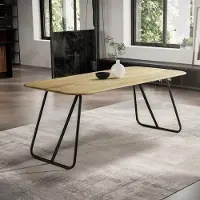 Lomadox Esstisch 160x90cm mit runder Kante, Wildeiche massiv geölt, Metallfußgestell, TISDALE-69