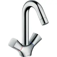 Hansgrohe Zweigriff-Waschtischmischer Logis, Ausladung 145 mm, mit Zugstange, chrom - 71222000