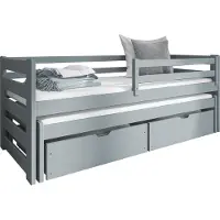Mirjan 24 Kinderbett mit Stauraum Senso 80, Bett mit zwei Bettschubladen und 2. Schlafgelegenheit, 206x86x78 cm (Farbe: Asche)