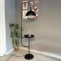 Bamyum Moderne Stehlampe aus Metall mit E27, Schwarz Verstellbarer Lampenschirm