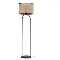 LINDBY Stehleuchte Yaelle, 146 cm hoch, Rattan, schwarz, E27