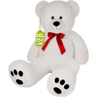 Monzana Teddybär L - XXXL 50-175cm Weiches Fell Schleife Tatzendruck Geschenk Plüschtier Kuscheltier Stofftier Riesen Teddy Bär