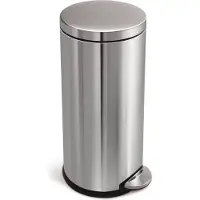 Simplehuman 30 Liter runder Treteimer, fingerabdrucksicherer gebürsteter Edelstahl - 6,1x6,1x35,8 cm; CW1810
