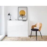 Mirjan 24 Schreibtisch Work Concept CW-01, Klappbarer Eckschreibtisch mit Rollen zum einfacheren Aufklappen ausgestattet, interne Regale (Farbe: Weiß / Weiß Hochglanz, Seite: Links)