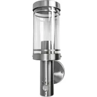 Grafner Edelstahl Wandlampe silber, Bewegungsmelder, IP44, E27 Fassung, ideal für smarte LED-Leuchtmittel, Klarlack-Beschichtung, Wandleuchte Wand Lampe Außen Außenwandleuchte spritzwassergeschützt
