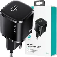 Usams US-CC124 T36 20W USBC Ladegerät Schnellladegerät Wall Charger Plug Schwarz