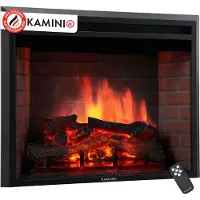 KAMINIO Elektrokamin LUCA - Elektrischer Einbaukamin mit Heizung, 3D-Flammeneffekt, 12 Flammenfarben, Fernbedienung - 23 Zoll