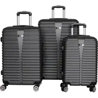 Linder Exclusiv GmbH Linder Exclusiv Kofferset, Reisekofferset MC3080 Grau, Hartschalenkoffer, Doppeltragegriff mit Zahlenschloss, Trolley Reisekoffer 3tgl 4 Rollen Reisekoffer