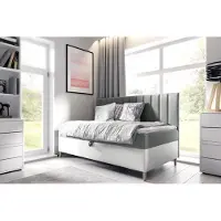 Fun-Möbel Boxspringbett Gästebett Kinderbett HELVI Nr.2 90x200cm Weiss-Grau