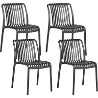 Beliani Esszimmerstuhl 4er Set Schwarz Kunststoff Stapelbar ohne Armlehnen Modernes Design Indoor & Outdoor Stuhlset Plastikstuhl Kunststoffstuhl
