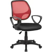 Dmora Bürostuhl Ddjidj, Mesh-Arbeitsstuhl mit Armlehnen, Ergonomischer Bürositz, 56x57h88/100 cm, Schwarz und Rot