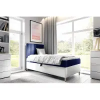 Fun-Möbel Boxspringbett Gästebett Kinderbett HELVI Nr.1 80x200cm Weiss-Blau