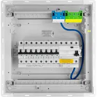 Doktorvolt Sicherungskasten Unterputz Verteilerkasten 1-reihig 12 Module 8xMCB 1xRCCB VDE Unterverteilung verdrahtet Verteilerschrank mit Sicherungen 356x348x98mm Hager Hohlwand Verteiler DV-6197-PT