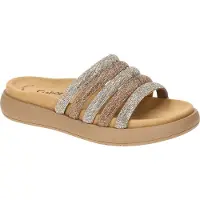 Gabor 1100000002199 , Damen, Gr. 40, gold (goldfarben, roségoldfarben), Textil, Schuhe 1100000002199, Plateau, Sommerschuh, Schlappen in funkelnder Optik