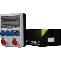 Doktorvolt Baustromverteiler TD-S/FI 2x16A Stromverteiler 4x230V Typ E FR IP44 Mennekes DV-6862-F