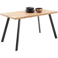 Lomadox Massivholz-Esstisch 160x75 cm in Wildeiche massiv geölt mit Schweizer Kante und Metallbeinen - ZAMORA-06