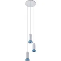 LINDBY Hängeleuchte Kerimi, Keramik, creme/blau, 3-flammig,