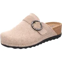 Rohde Damen Pantoffel Softfilz Hausschuh mit Lederdecksohle Soave-40 6055, Größe:37 EU, Farbe:Beige